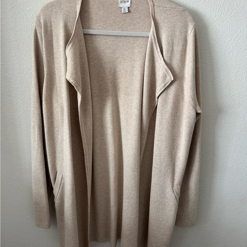 J. Crew Cream Cardigan Sweater with Ribbed Details